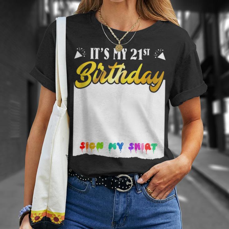 Guestbook My 21st Birthday Sign My Shirt Birthday Party T-Shirt Gifts for Her