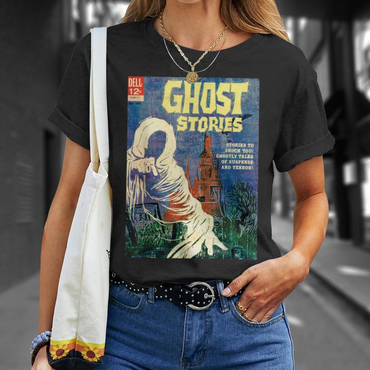 Halloween Horror Vintage Ghost Grim Reaper Comic Book Retro T-Shirt Gifts for Her