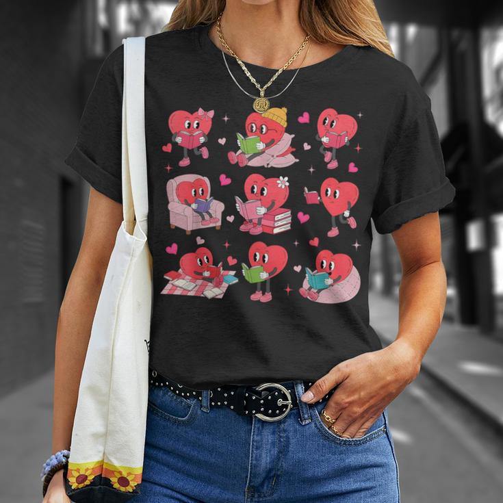 Hearts Reading Book Lovers All Booked For Valentine T-Shirt Gifts for Her