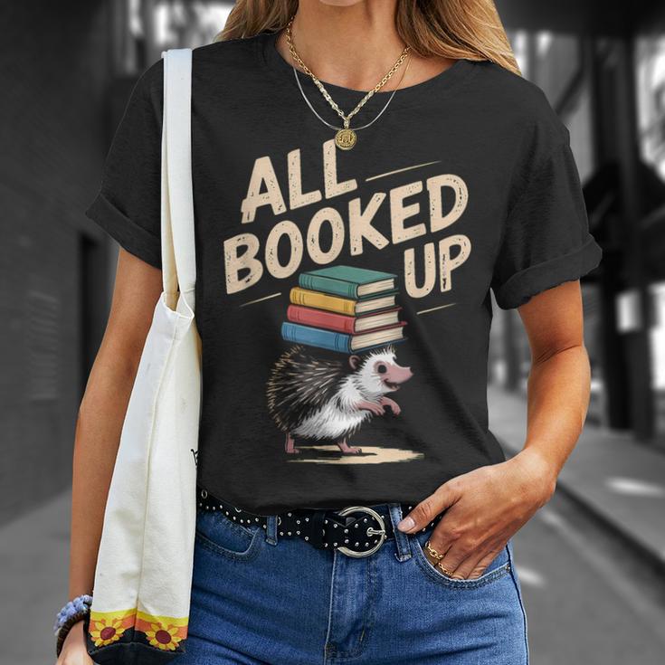 Hedgehog Book Lovers All Booked UP Retro T-Shirt Gifts for Her