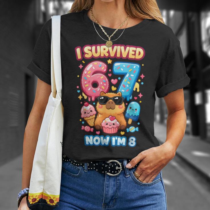 Ich Habe 6 7 Überlebt Jetzt Bin Ich 8 Kawaii Capybara Ice Cream Birthday T-Shirt Geschenke für Sie
