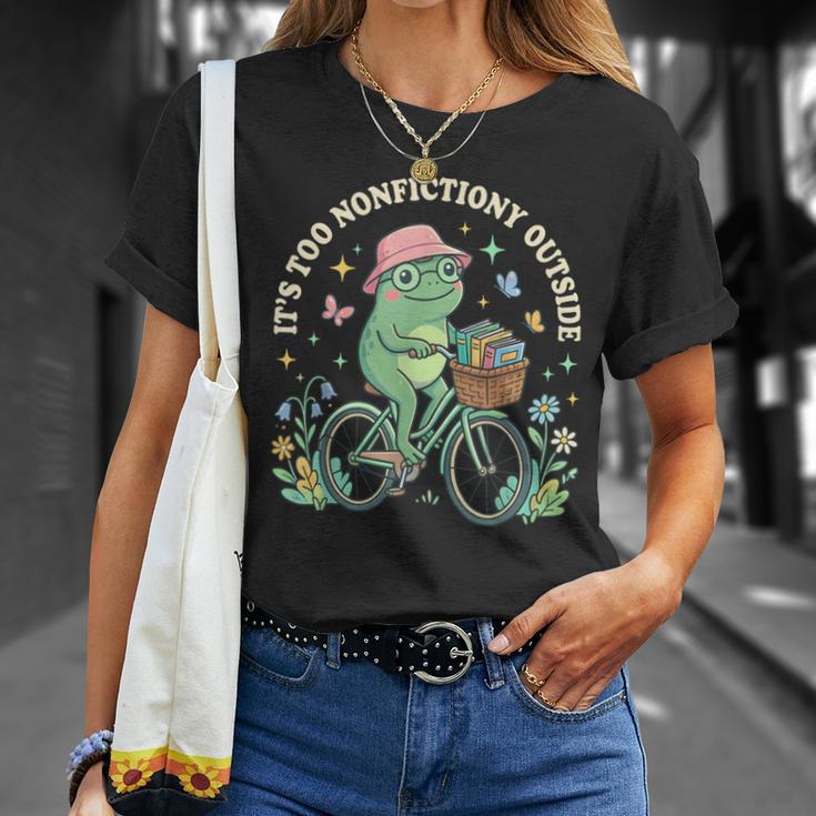 It's Too Nonfiction Outside Frog Reading Book Lover T-Shirt Gifts for Her