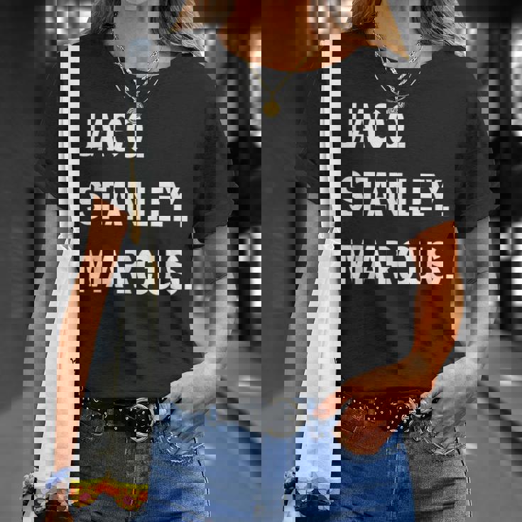 JacoStanleyMarcusJazz Guitar Godsミュージシャン Tシャツ 彼女への贈り物