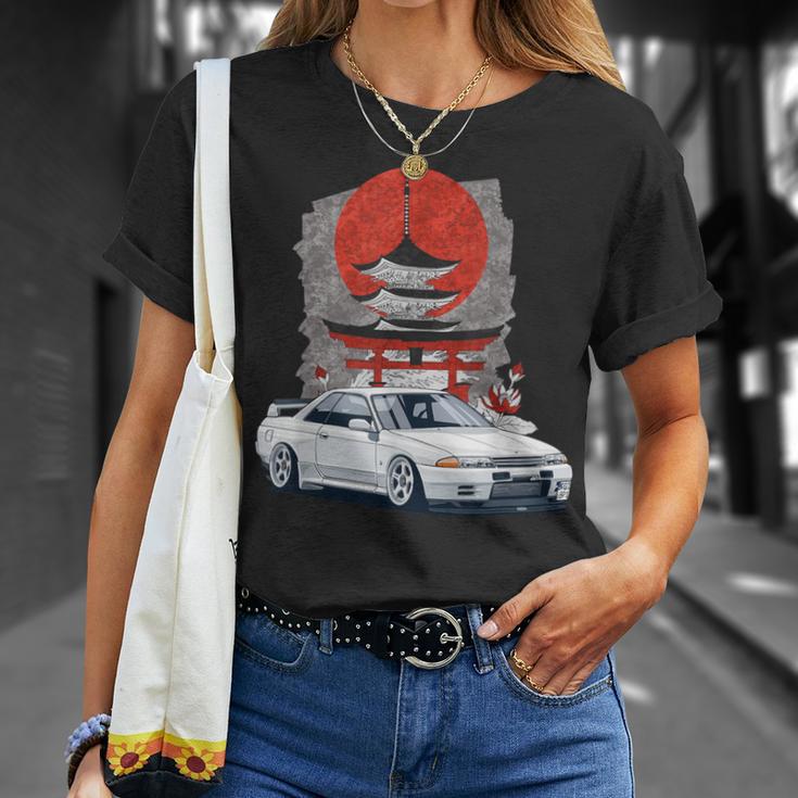 Jdm スカイライン 32 カーチューニング 日本 神社 ドリフト Tシャツ 彼女への贈り物