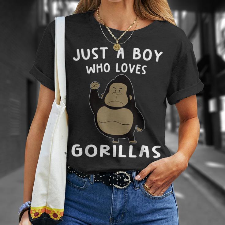 Just A Boy Who Loves Gorillas Gorilla Lover Tシャツ 彼女への贈り物