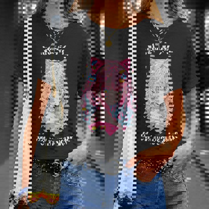 Just A Girl Who Loves アニメ カワイイ漫画 日本語 長袖tシャツ Tシャツ 彼女への贈り物