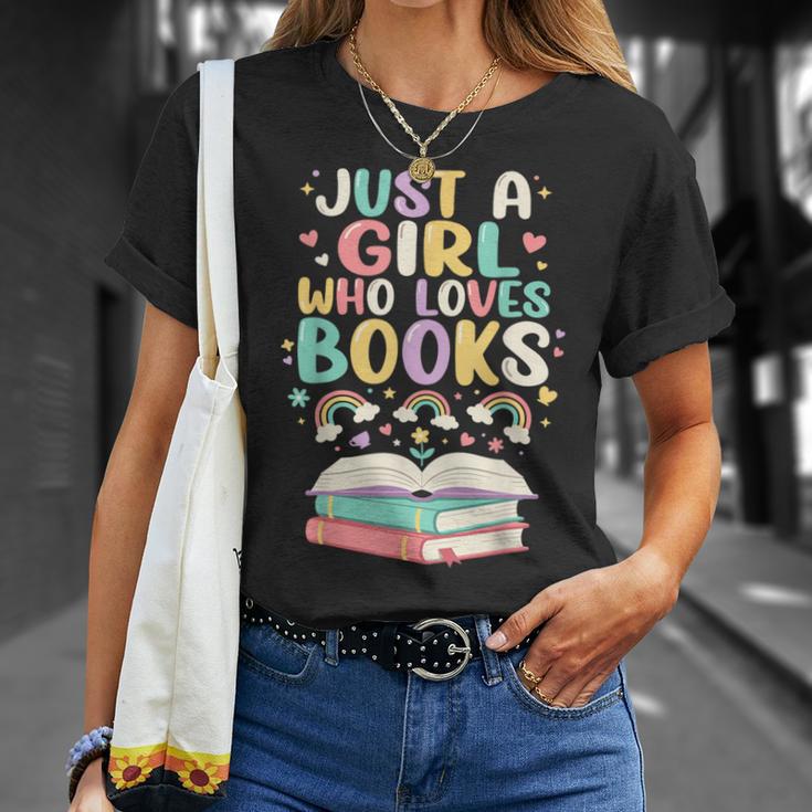 Just A Girl Who Loves Books Reading Bookworm & Read Book T-Shirt Gifts for Her
