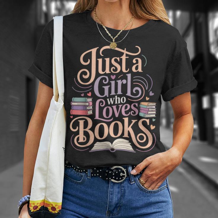 Just a Girl Who Loves Books Reading Lover Aesthetic T-Shirt Gifts for Her