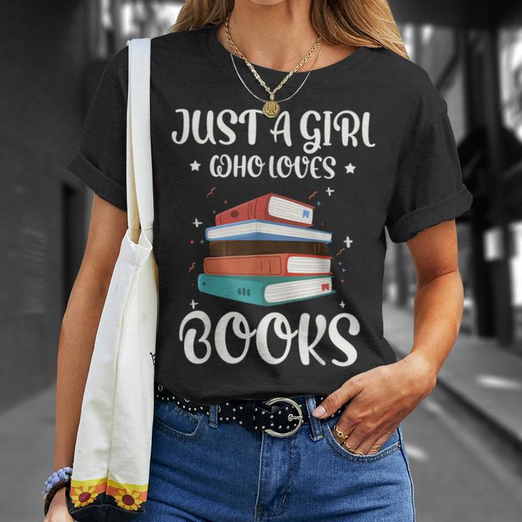 Just A Girl Who Loves Books Women Book Lovers Bookish Girls T-Shirt Gifts for Her