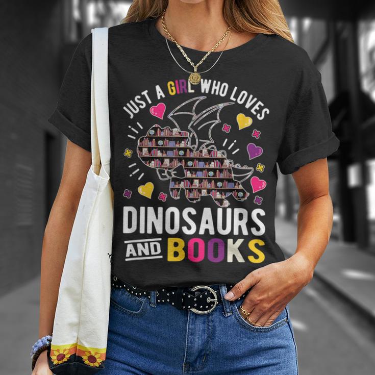 Just A Girl Who Loves Dinosaurs And Books T-Shirt Gifts for Her