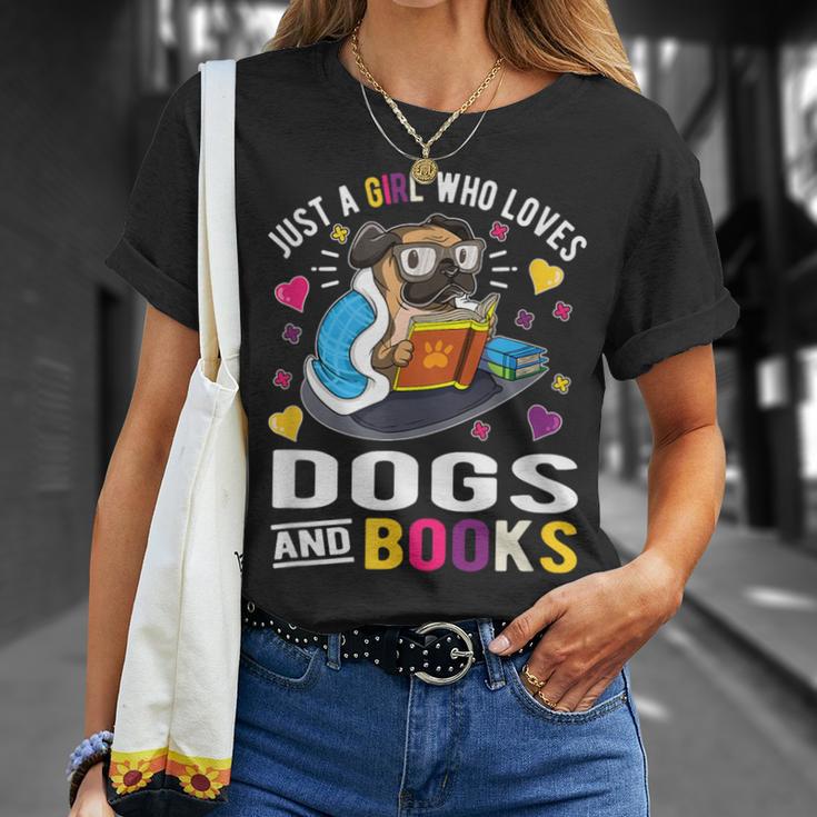 Just A Girl Who Loves Dogs And Books T-Shirt Gifts for Her