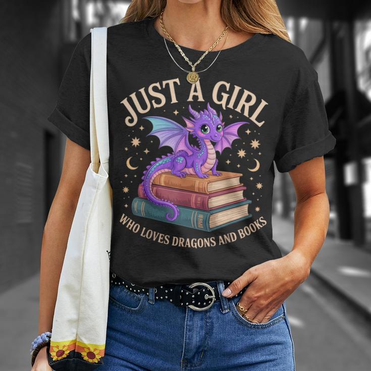 Just A Girl Who Loves Dragons And Books Cute Fantasy T-Shirt Gifts for Her