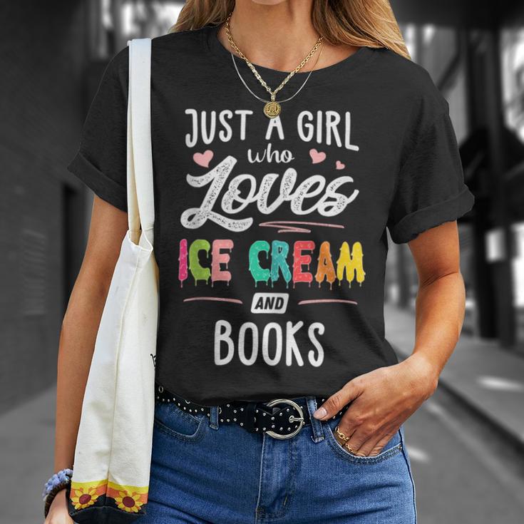 Just A Girl Who Loves Ice Cream And Books Women T-Shirt Gifts for Her