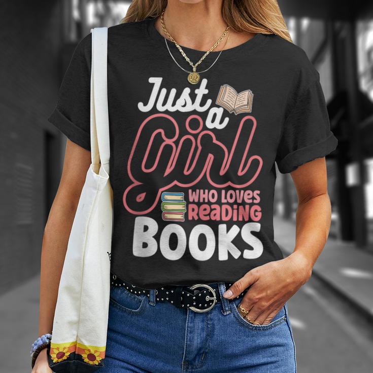 Just A Girl Who Loves Reading Books Book Nerd Librarian T-Shirt Gifts for Her