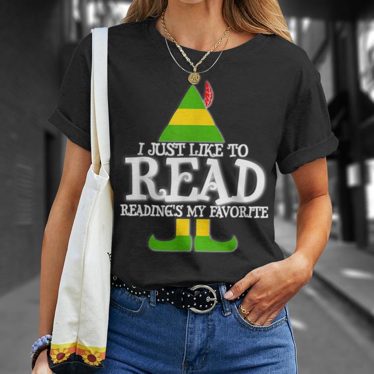 I Just Like To Read READING ELF Book Lover Christmas Holiday T-Shirt Gifts for Her I Just Like To Read READING ELF Book Lover Christmas Holiday T-Shirt Gifts for Her