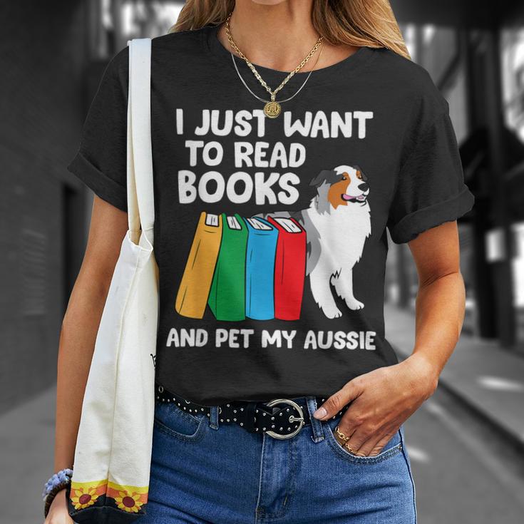 I Just Want To Read Books And Pet My Aussie T-Shirt Gifts for Her