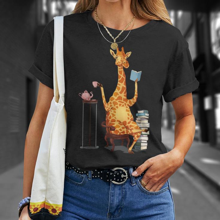 Kawaii Cute Giraffes Books And Tea Women's T-Shirt Gifts for Her