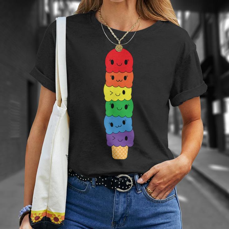 Kawaii Gay アイスクリーム Lgbt プライド レインボー プライド 月間 Tシャツ 彼女への贈り物