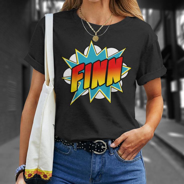 Kids Boys Finn Name Comic Book Superhero T-Shirt Gifts for Her