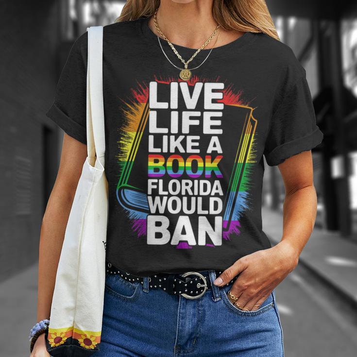LGBTQ Quote Live Life Like A Banned Rainbow Book T-Shirt Gifts for Her LGBTQ Quote Live Life Like A Banned Rainbow Book T-Shirt Gifts for Her
