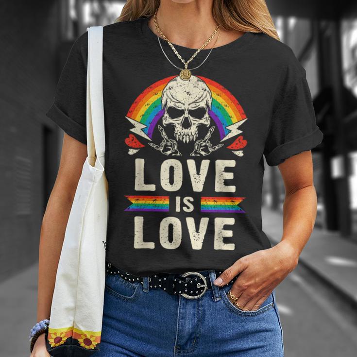 Lgbtプライド、レインボー、ハードギター音楽 Tシャツ 彼女への贈り物