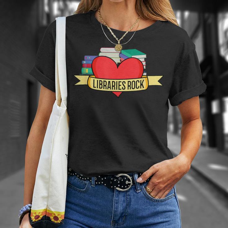 Librarian Library Assistant Libraries Rock Book Lover T-Shirt Gifts for Her
