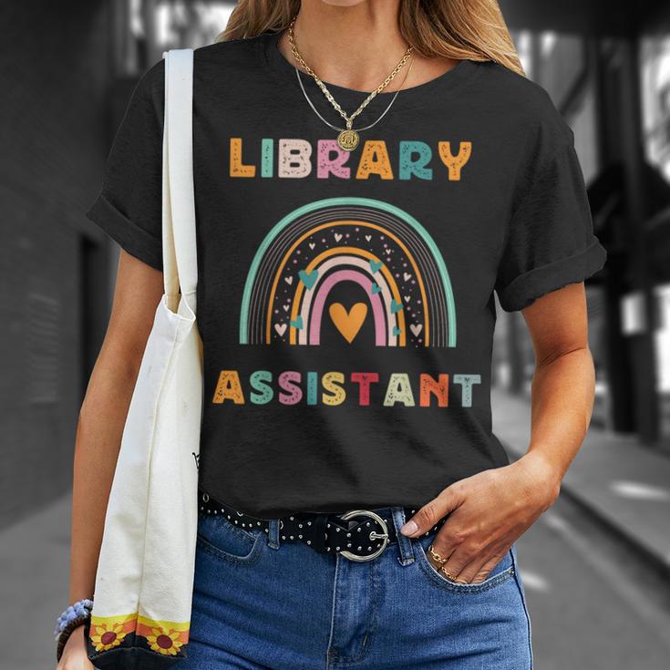 Library Assistant Funny Rainbow Reading Library Book Lover T-Shirt Gifts for Her