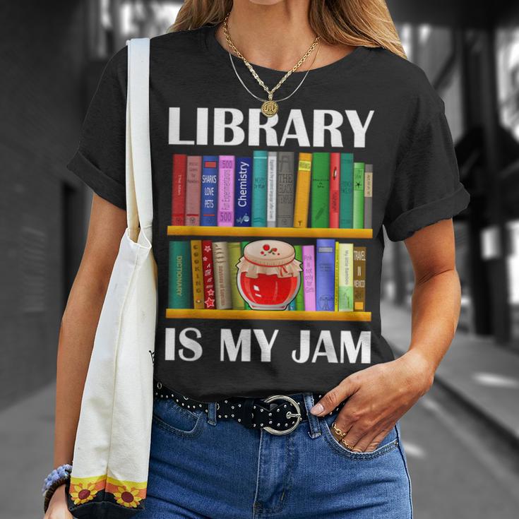 Library Is My Jam Librarian Reader Book Lover T-Shirt Gifts for Her