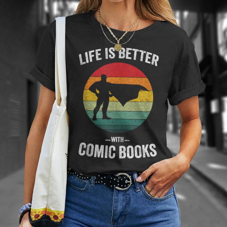 Life Is Better With Comic Books Vintage Comics Book T-Shirt Gifts for Her