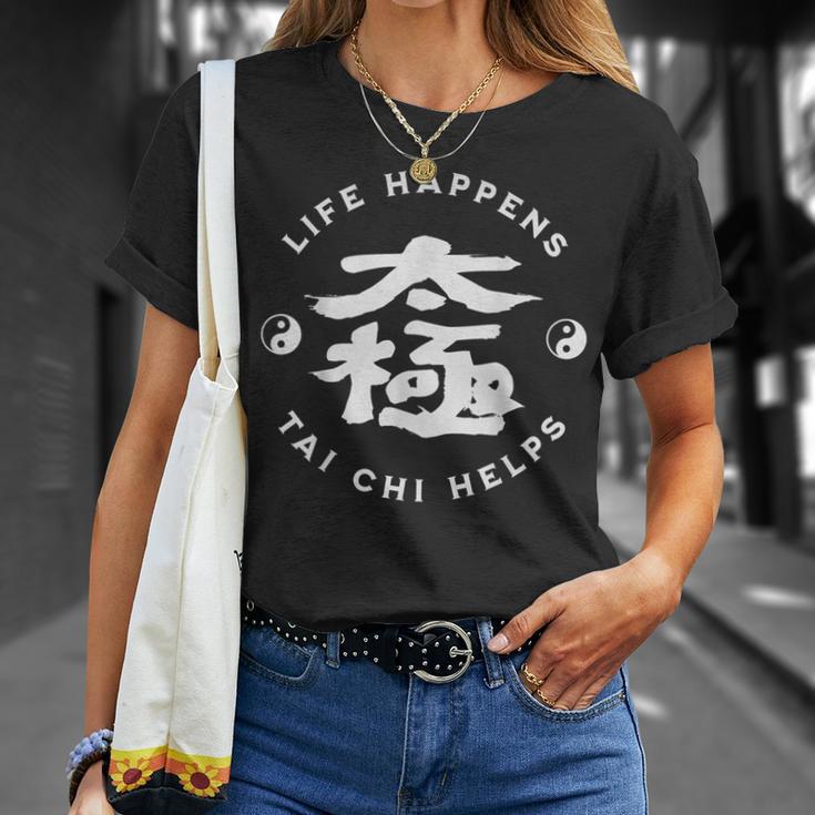 Life Happens Tai Chi Aide La Calligraphie Chinoise Ying & Yang T-Shirt Cadeaux pour elle