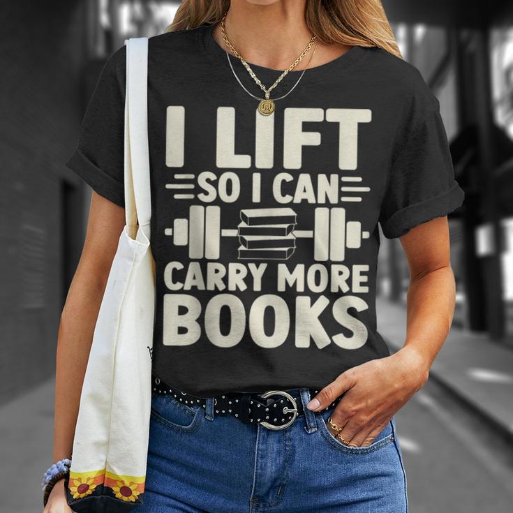 I Lift So I Can Carry More Books Gym Weightlifting T-Shirt Gifts for Her