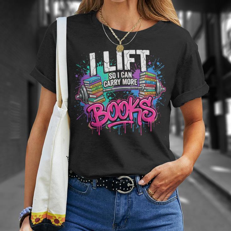 I Lift So I Can Carry More Books Reader Librarian T-Shirt Gifts for Her