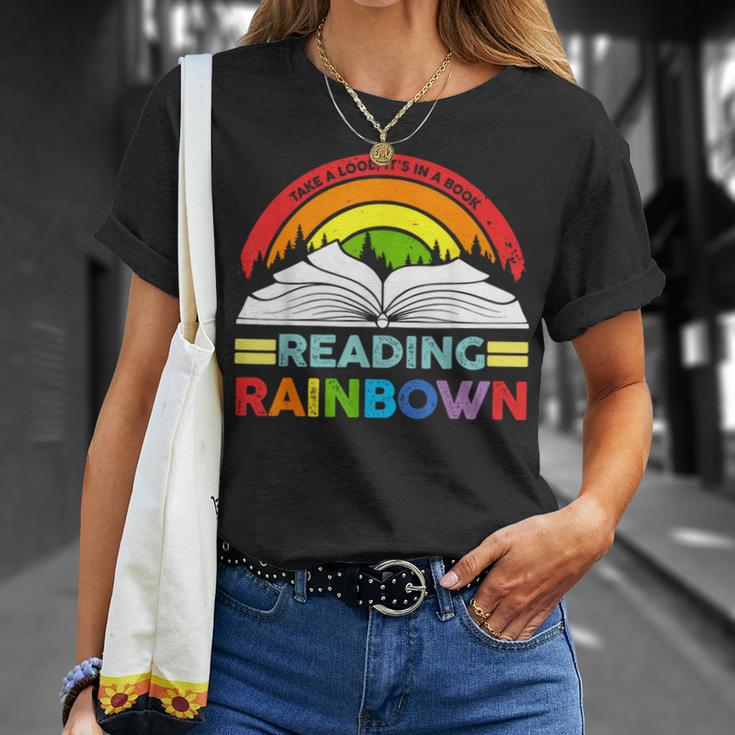 Take A Look It's In A Book Reading Retro Rainbow Vintage T-Shirt Gifts for Her Take A Look It's In A Book Reading Retro Rainbow Vintage T-Shirt Gifts for Her