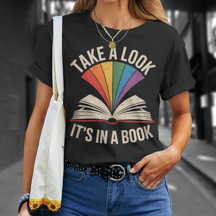 Take A Look Its In A Book Reading T-Shirt Gifts for Her