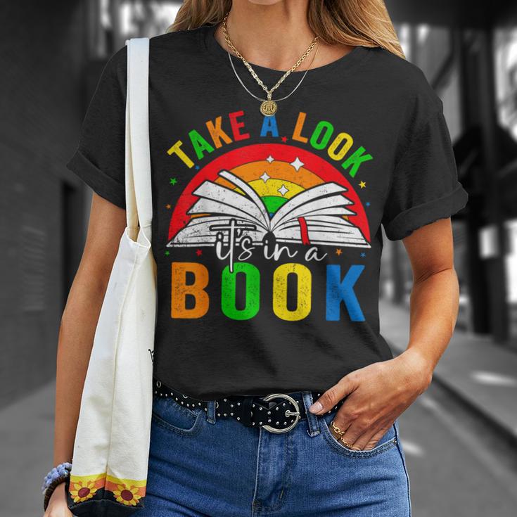 Take A Look It's In A Book Retro Groovy Reading Books Lovers T-Shirt Gifts for Her Take A Look It's In A Book Retro Groovy Reading Books Lovers T-Shirt Gifts for Her