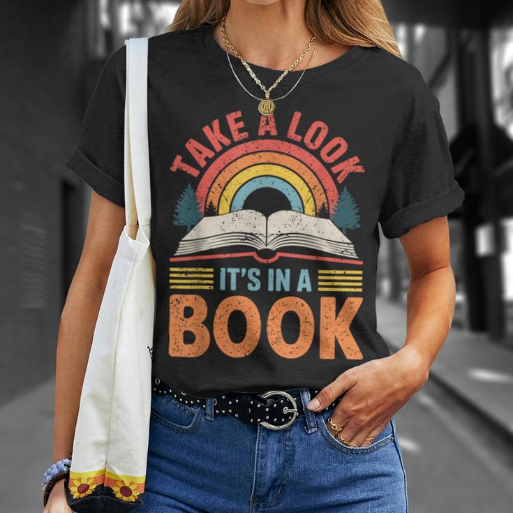 Take A Look It's In A Book Retro Reading Book Lover T-Shirt Gifts for Her