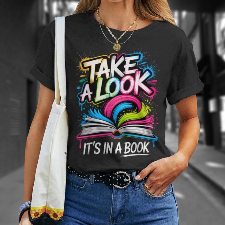 Take A Look Its In A Book Street Art Team Bookworm Librarian T-Shirt Gifts for Her