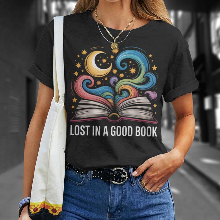 Lost In A Good Book Moon And Stars Fantasy BookTok T-Shirt Gifts for Her