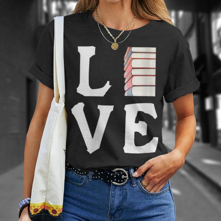 Love Books Stack Literature Reading Themed Pictograph T-Shirt Gifts for Her Love Books Stack Literature Reading Themed Pictograph T-Shirt Gifts for Her