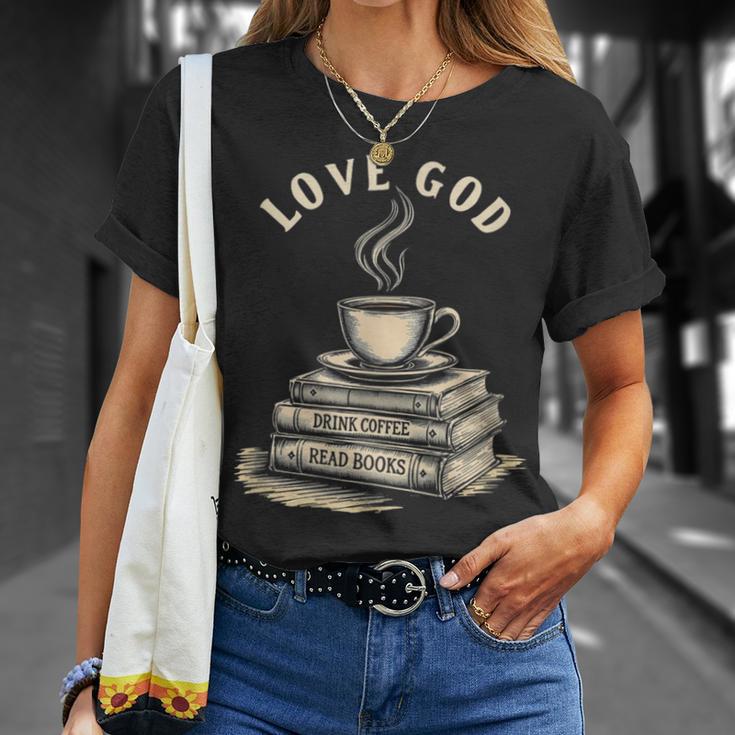 Love God Drink Coffee Read Books Graphic Book Reader T-Shirt Gifts for Her Love God Drink Coffee Read Books Graphic Book Reader T-Shirt Gifts for Her