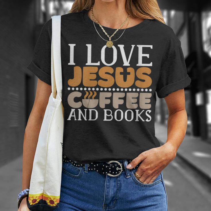 I Love Jesus Coffee And Books Jesus Is King Christ God T-Shirt Gifts for Her