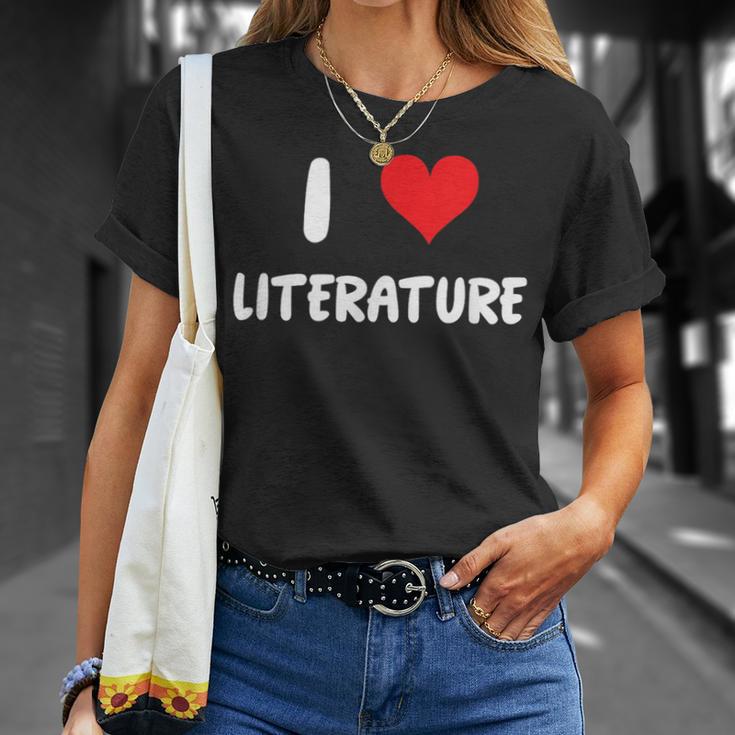 I Love Literature Heart Books Writing Reading Read Write T-Shirt Gifts for Her