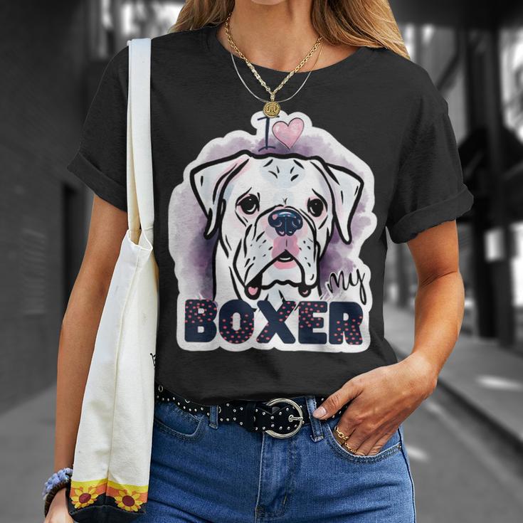 I Love My Boxer Dog Mom Dad Kawaii Dog Doodles ボクサー 犬 Tシャツ 彼女への贈り物