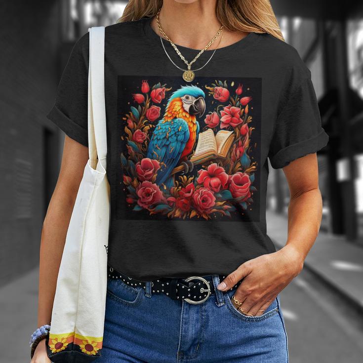 Macaw Reading A Book T-Shirt Gifts for Her