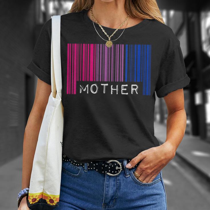 Madre Bisexual Orgullo Bandera Código De Barras Lgbtq Día De La Madre Mamá Cuello Camiseta unisex Regalos para ella
