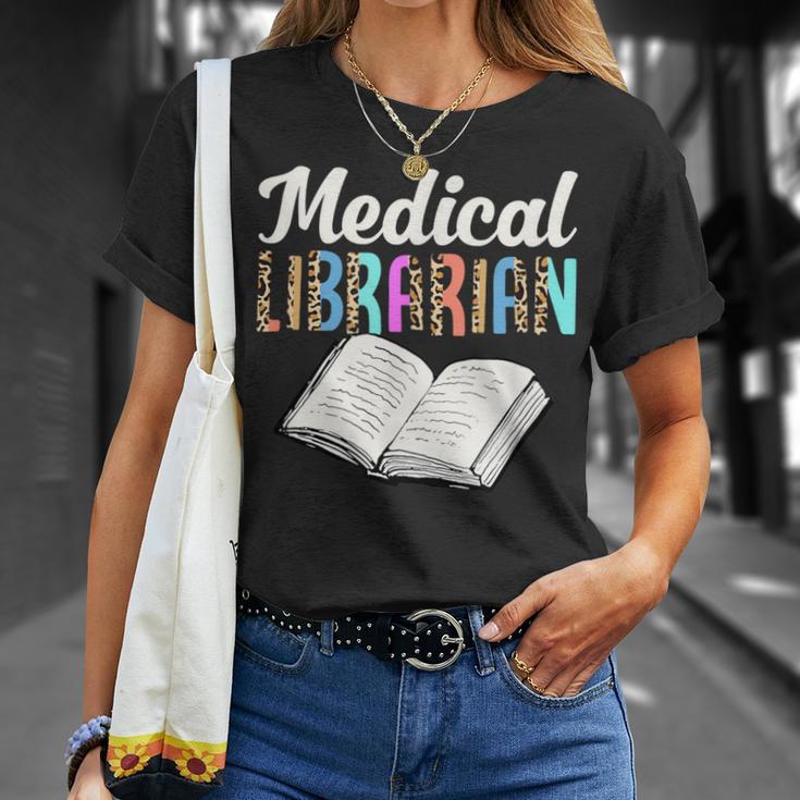 Medical Librarian Leopard Print Library Book Graphic T-Shirt Gifts for Her