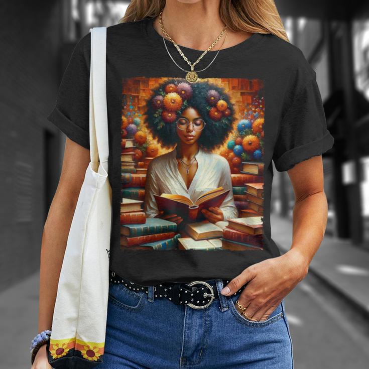 Melanin Queen Afro WomenEducated Reading Book History T-Shirt Gifts for Her