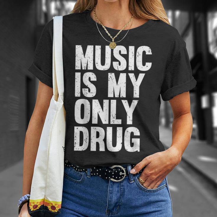 Music Is My Only Drug グラフィックプリント Tシャツ 彼女への贈り物