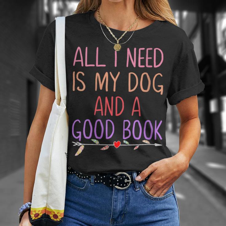 All I Need Is My Dog And A Good Book Girls Book Reader T-Shirt Gifts for Her