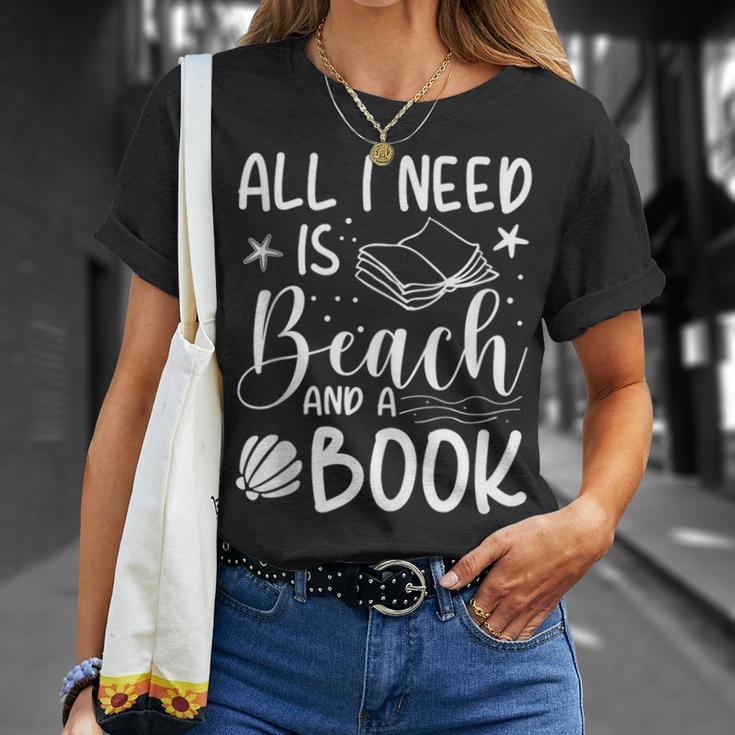 All I Needs Is Beach & A Book Book Reading Lover T-Shirt Gifts for Her